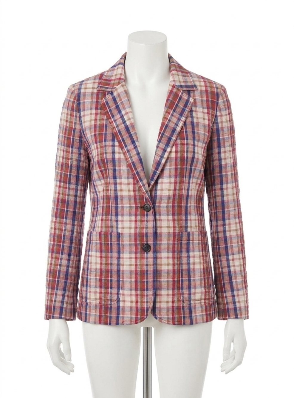 NEW GILNER FARRAR owen jacket in red, white, and blue seersucker